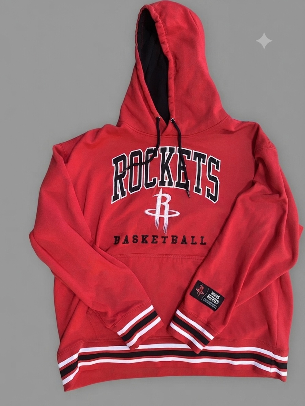 Houston Rockets NBA Ultra Game Hoodie Sweatshirt Red Varsity Stripe Mens 3XL